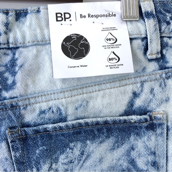 BP High Rise Distressed Bleached Tie Dye Cut Off Jean Denim Summer Shorts 34 - Picture 3 of 6